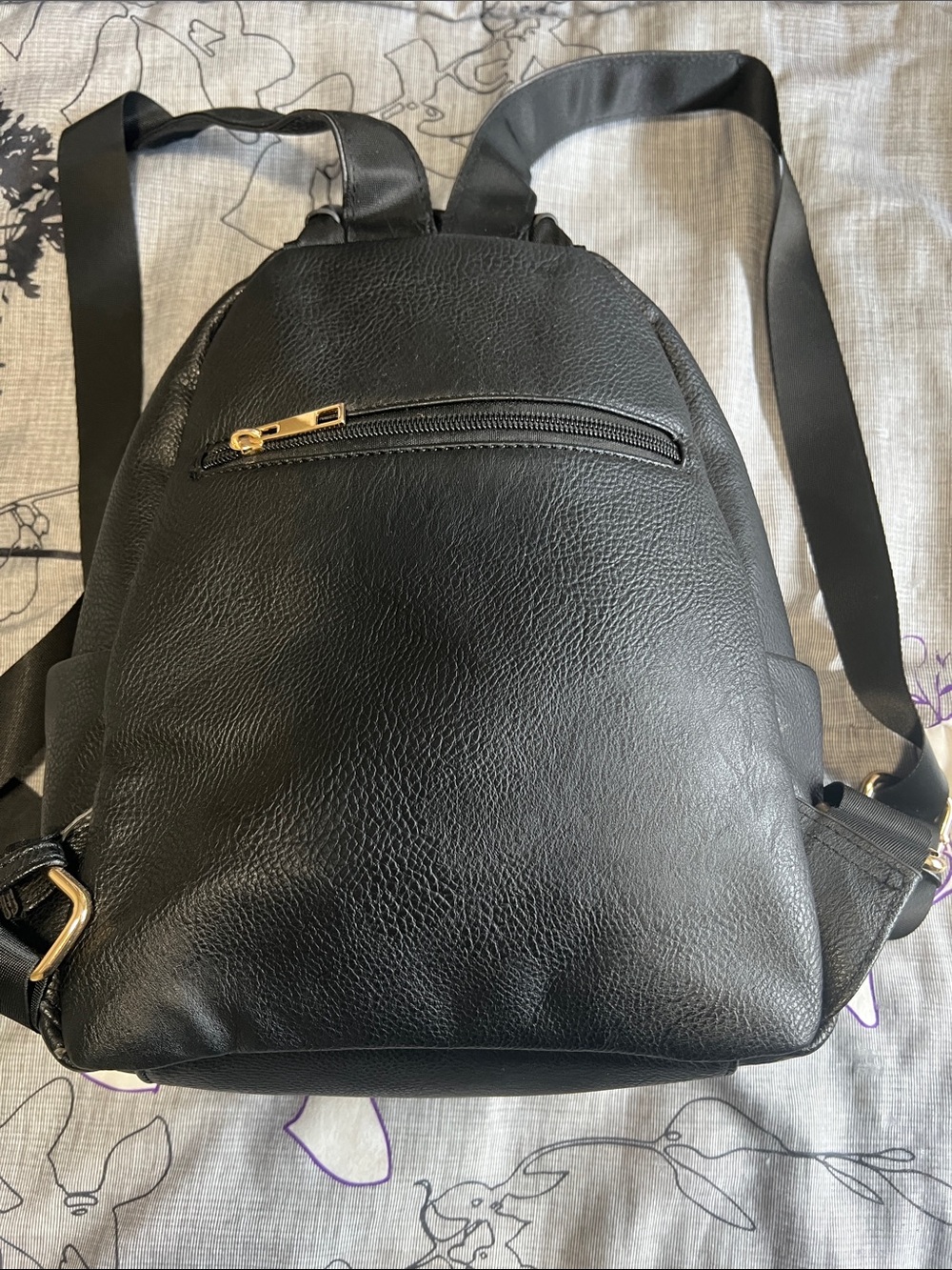 Black Mini Backpack with Gold Teddy Accent - Picture 7 of 12